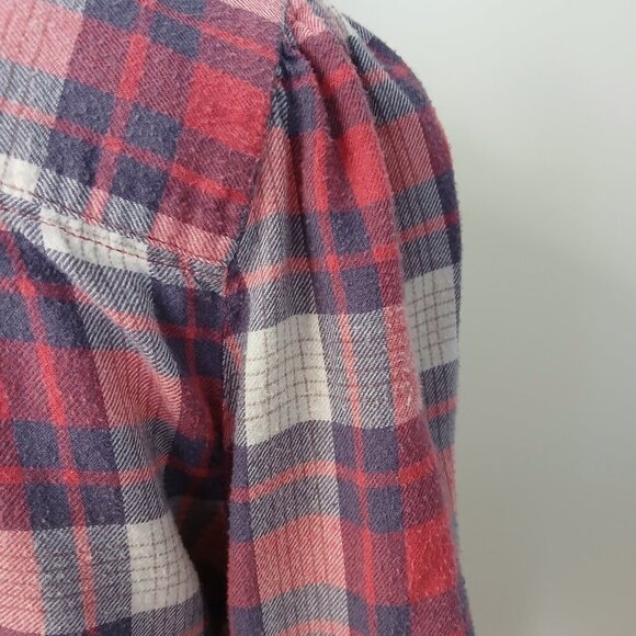 Anthropologie Medford Red and Grey plaid flannel tunic shirt size 6 - Picture 11 of 11